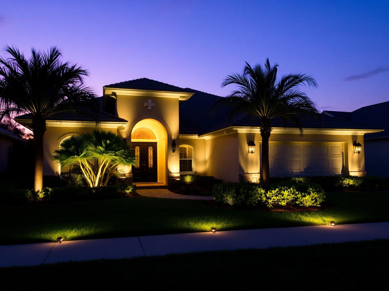 Tropical pool deck illumination
